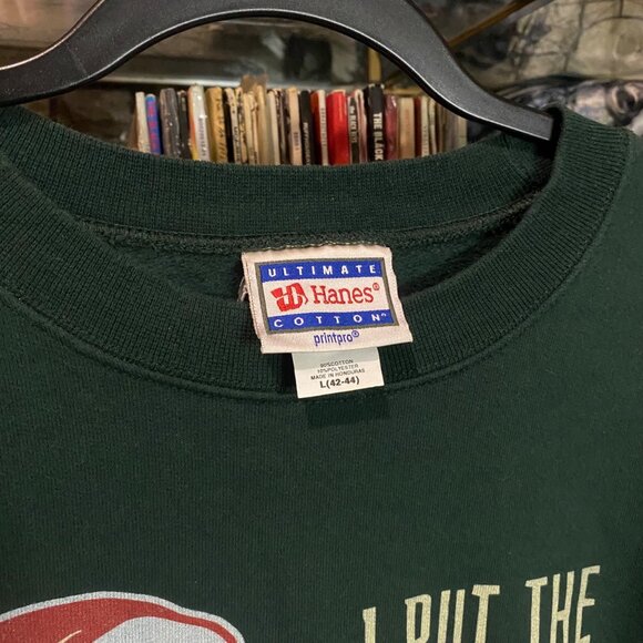 2000s Christmas Sweatshirt I Put the Rum in Pa-Rum-Pum-Pum Green Large - Picture 2 of 4